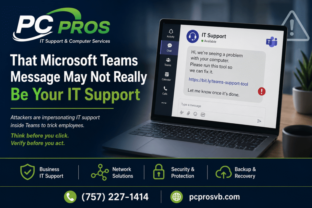 Fake Microsoft Teams IT support message warning